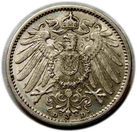 1 marka 1909 Wilhelm II Hohenzollern Niemcy Monachium (1)