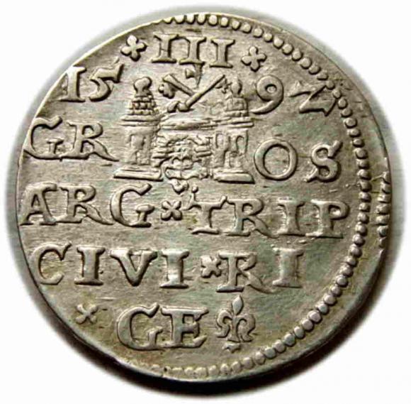 Trojak 1592 Zygmunt III Waza Ryga (2)