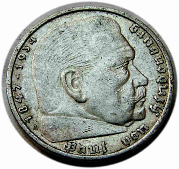 5 marek 1936 Paul von Hindenburg / orzeł pruski Berlin (1)