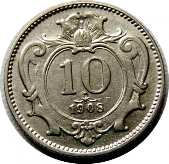 10 halerzy 1908 Austro - Węgry