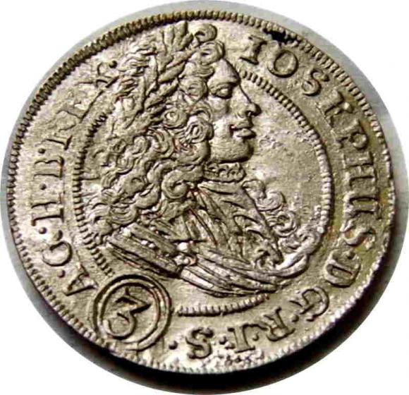 3 krajcary 1706 Józef I Habsburg Wrocław (1)