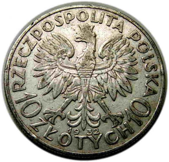 10 złotych 1932 Głowa Kobiety Londyn (2)