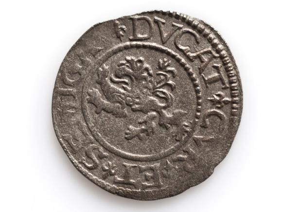 Szeląg 1575 Gotthard Kettler Mitawa (2)