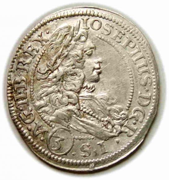 3 krajcary 1709 Józef I Habsburg Wrocław (1)