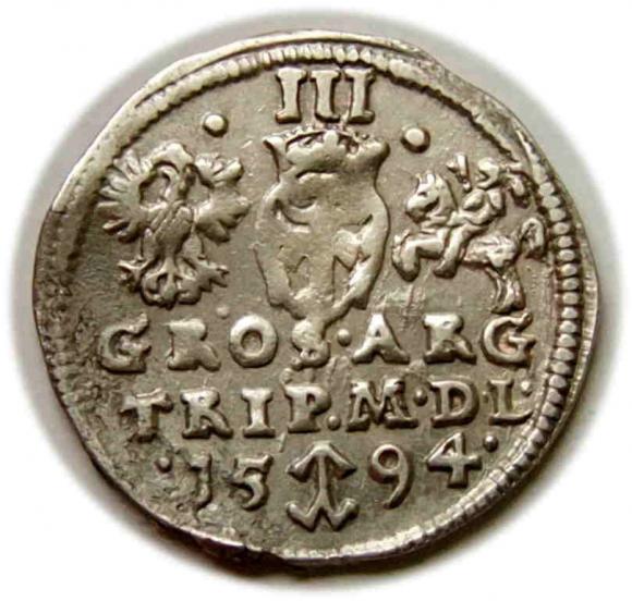 Trojak 1594 Zygmunt III Waza Wilno (2)