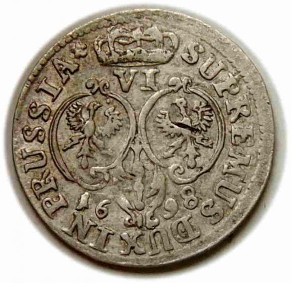 Szóstak 1698 Fryderyk I Hohenzollern Prusy Królewiec (2)