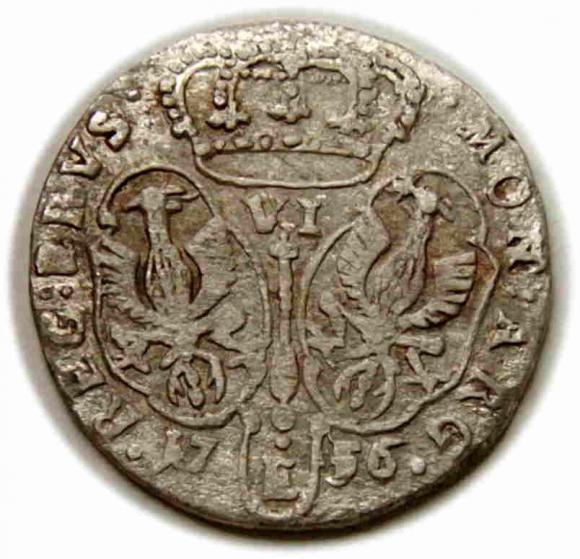 Szóstak 1756 Fryderyk II Wielki Prusy Królewiec (2)