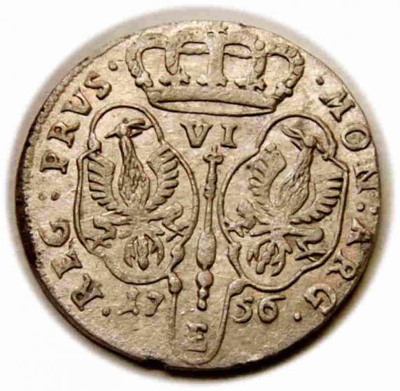 Szóstak 1756 Fryderyk II Wielki Prusy Królewiec (2)