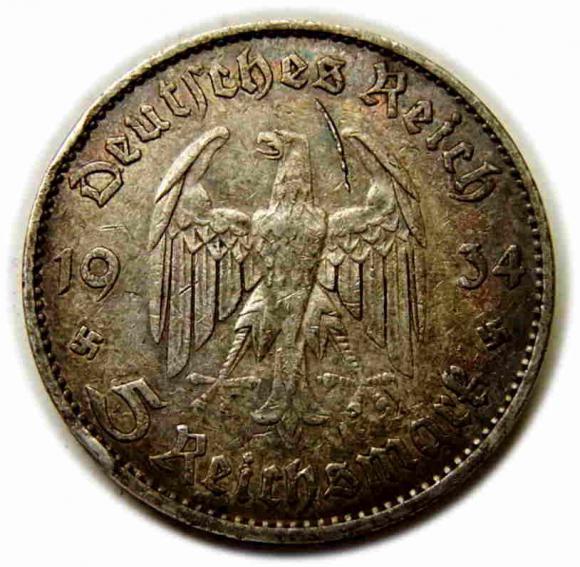 5 marek 1934 A Berlin Niemcy Kościół srebro (2)