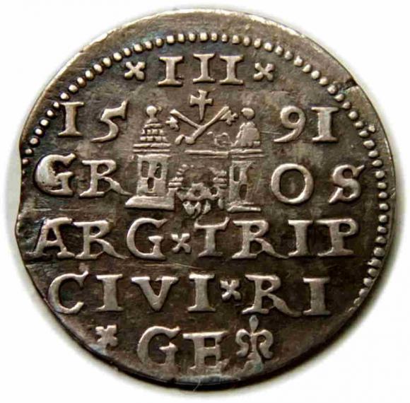 Trojak 1591 Zygmunt III Waza Ryga