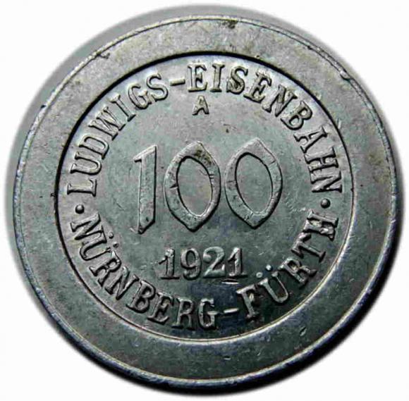 Żeton Kolejowy Ludwigs - Eisenbahn, Nurnberg - Furth (1)