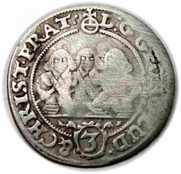 3 krajcary 1657 Jerzy III, Ludwik IV, Chrystian, Księstwo Brzesko - Legnicko - Wołowskie Brzeg (1)