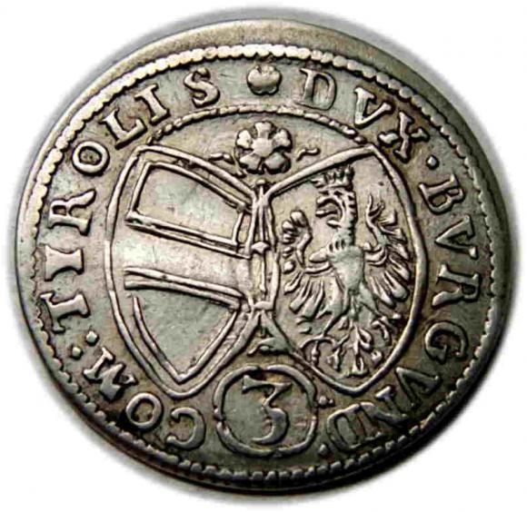 3 krajcary 1649 Ferdynand Karol Austria Hall (2)