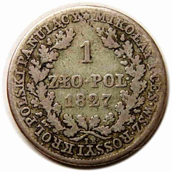 1 złoty 1827 Aleksander I Romanow Królestwo Polskie pod zaborem rosyjskim Warszawa (1)