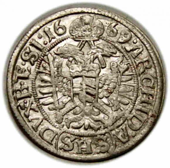 3 krajcary 1669 Leopold I Habsburg Śląsk Wrocław (2)