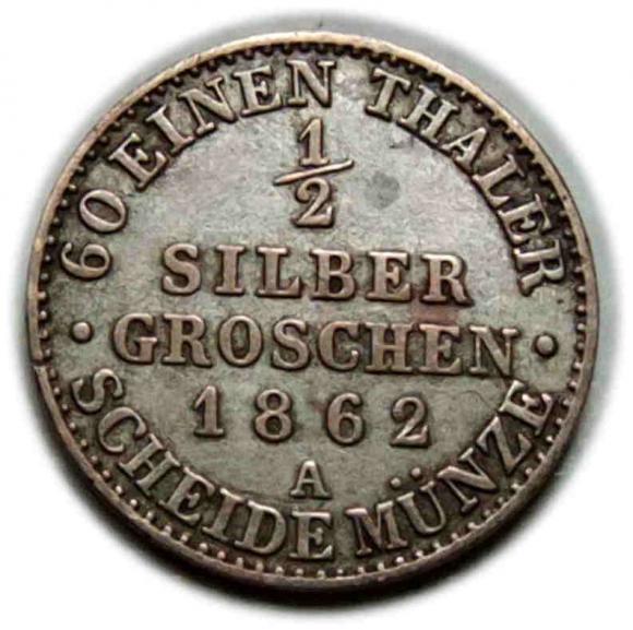 1/2 silber groschen 1862 Wilhelm I Hohenzollern Prusy Berlin (2)