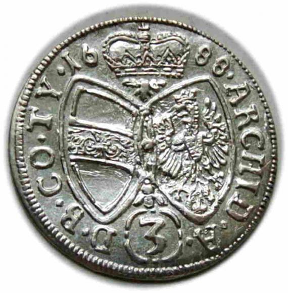 3 krajcary 1668 Leopold I Habsburg Austria Hall (2)