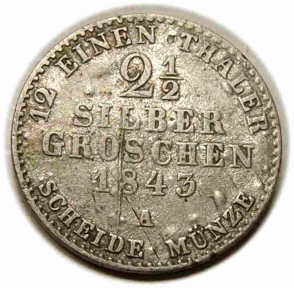 2,5 grosza srebrnego 1843 Fryderyk Wilhelm IV Prusy Berlin (1)