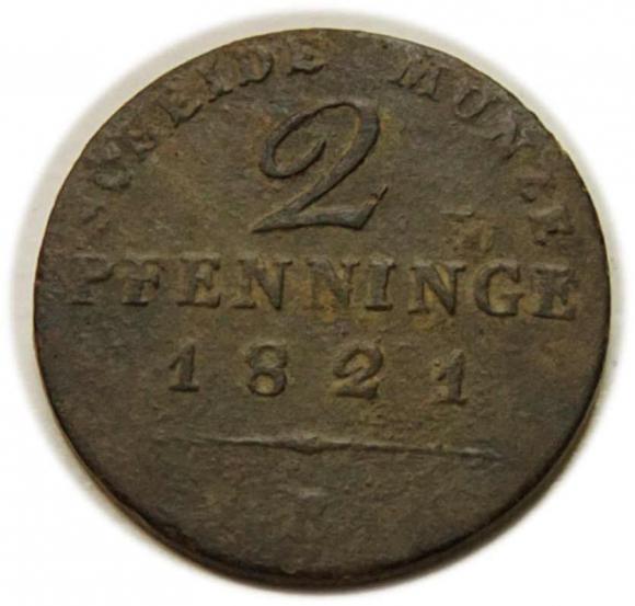 2 fenigi 1821 Fryderyk Wilhelm III Prusy Wrocław (1)