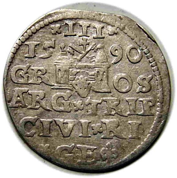 Trojak 1590 Zygmunt III Waza Ryga