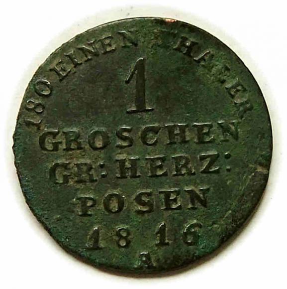 1 grosz 1816 Fryderyk Wilhelm III Wielkie Księstwo Poznańskie Berlin (1)
