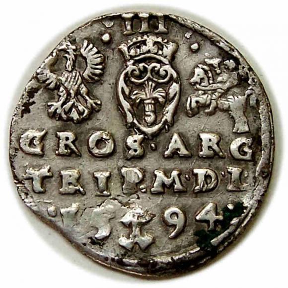 Trojak 1594 Zygmunt III Waza Wilno (2)
