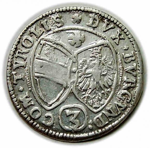 3 krajcary 1642 Ferdynand Karol Austria Hall (2)