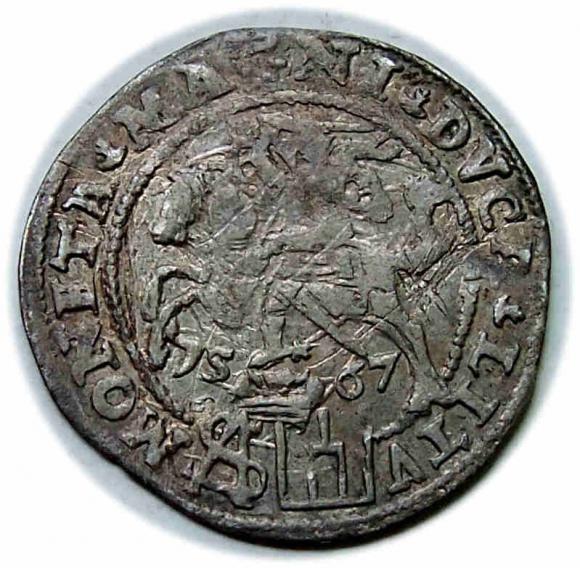 Grosz litewski na stopę polską 1567 Zygmunt II August Wilno (2)