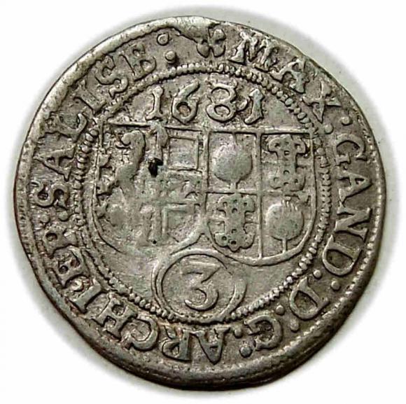 3 krajcary 1681 Maksymilian Gandalf graf Kuenburg Salzburg (2)