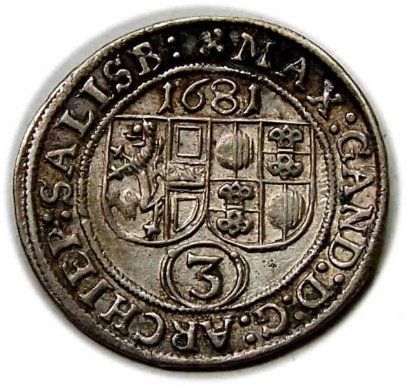 3 krajcary 1681 Maksymilian Gandalf graf Kuenburg Salzburg (2)