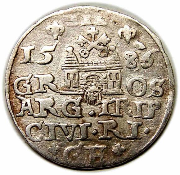 Trojak 1586 Stefan Batory Ryga (2)