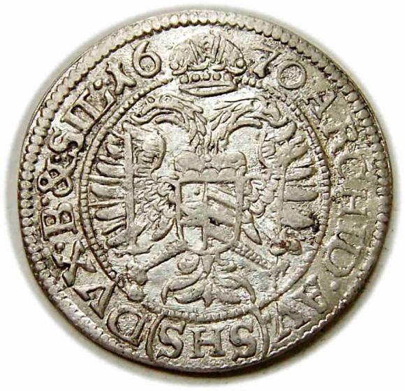 3 krajcary 1670 Leopold I Habsburg Wrocław (2)