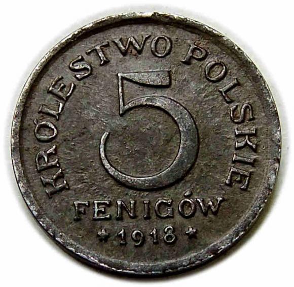 5 fenigów 1918 Królestwo Polskie Stuttgart (1)