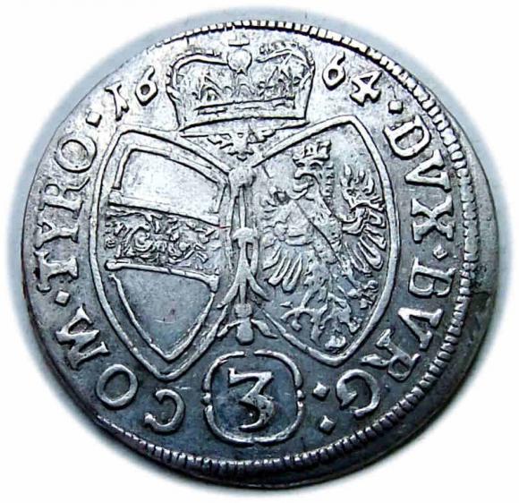 3 krajcary 1664 Zygmunt Franciszek Austria Tyrol Hall (2)