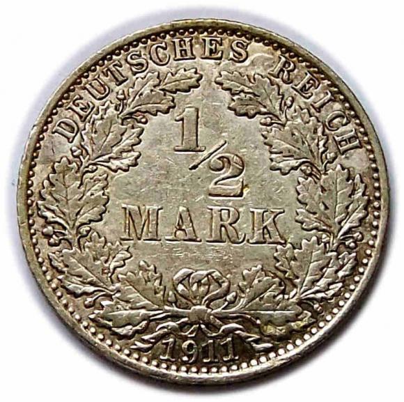 1/2 marki 1911 A Wilhelm II Hohenzollern Prusy Berlin (1)