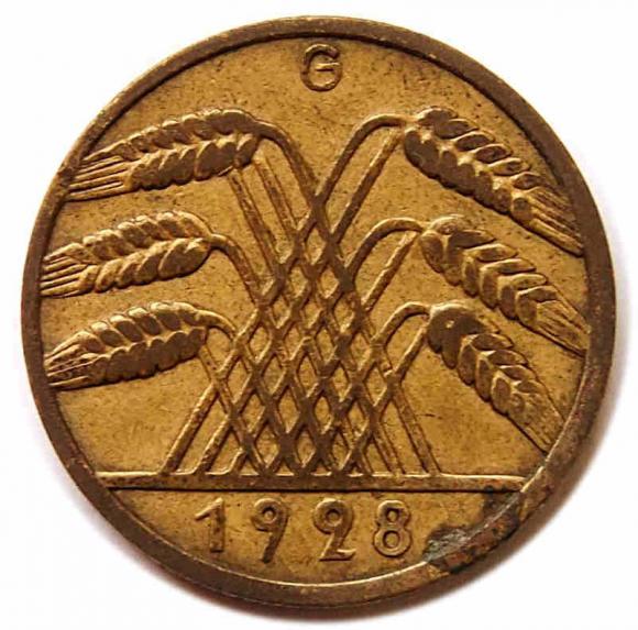 10 fenigów 1928 G Niemcy Karlsruhe