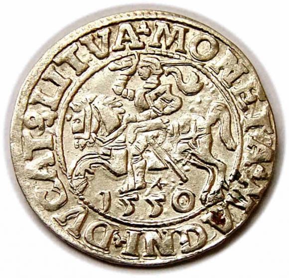 Półgrosz 1550 Zygmunt II August Wilno (1)