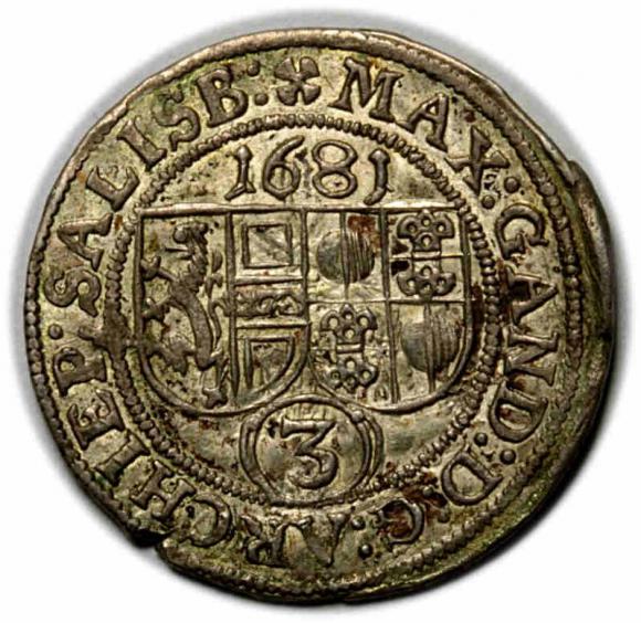 3 krajcary 1681 Maksymilian Gandalf graf Kuenburg Salzburg (2)