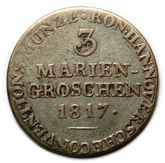 3 grosze maryjne 1817 Jerzy III Hanowerski Hanower (1)