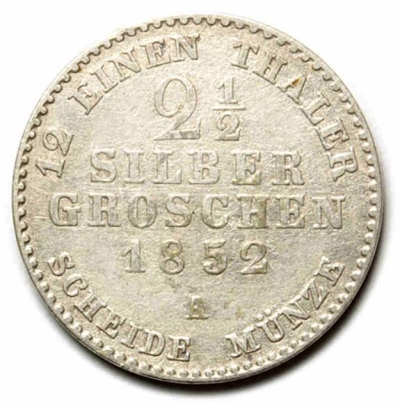 2 1/2 silber groschen 1852 Fryderyk Wilhelm IV Niemcy Berlin (2)