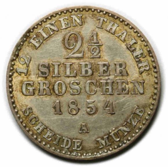2 1/2 silber groschen 1854 Fryderyk Wilhelm IV Niemcy Berlin (2)