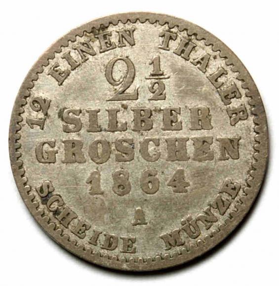 2 1/2 silber groschen 1864 Wilhelm I Hohenzollern Niemcy Berlin (2)