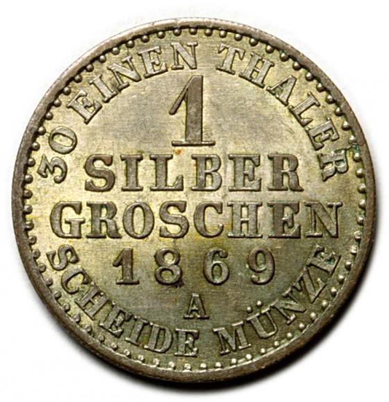 1 silber groschen 1869 Wilhelm I Hohenzollern Niemcy Berlin (2)