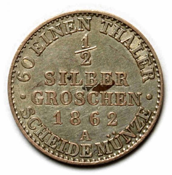 1/2 grosza srebrnego 1862 Wilhelm I Hohenzollern Prusy Berlin (2)