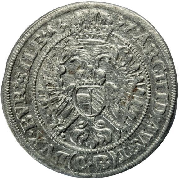 3 krajcary 1697 Leopold I Habsburg Brzeg (2)