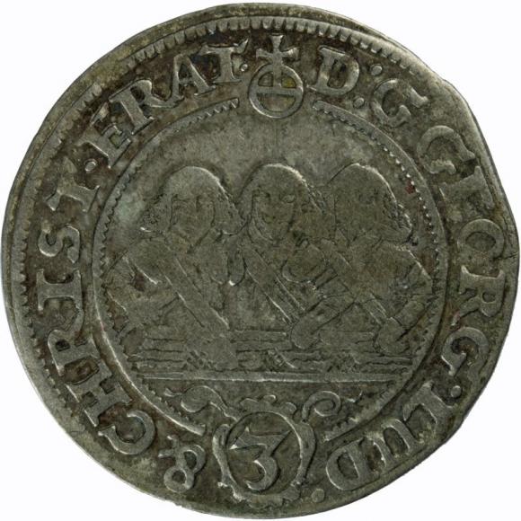 3 krajcary 1658 Jerzy III, Ludwik IV, Chrystian, Księstwo Brzesko - Legnicko - Wołowskie, Brzeg (1)