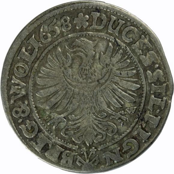 3 krajcary 1658 Jerzy III, Ludwik IV, Chrystian, Księstwo Brzesko - Legnicko - Wołowskie, Brzeg (2)