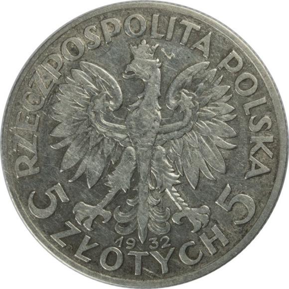 5 złotych 1932 Głowa Kobiety II RP Londyn  (2)
