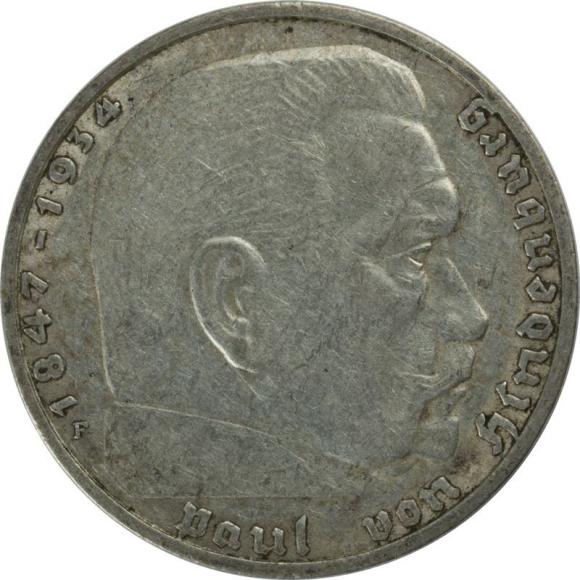 2 marki 1937 F Paul von Hindenburg Niemcy Stuttgart (1)