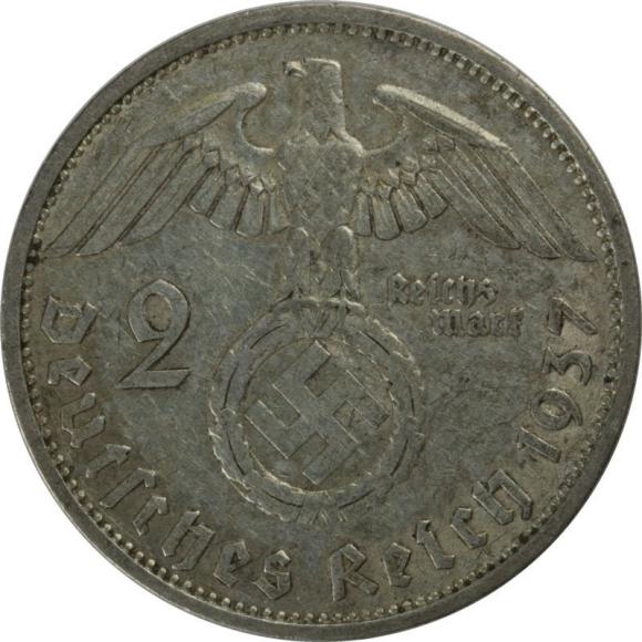 2 marki 1937 F Paul von Hindenburg Niemcy Stuttgart (2)
